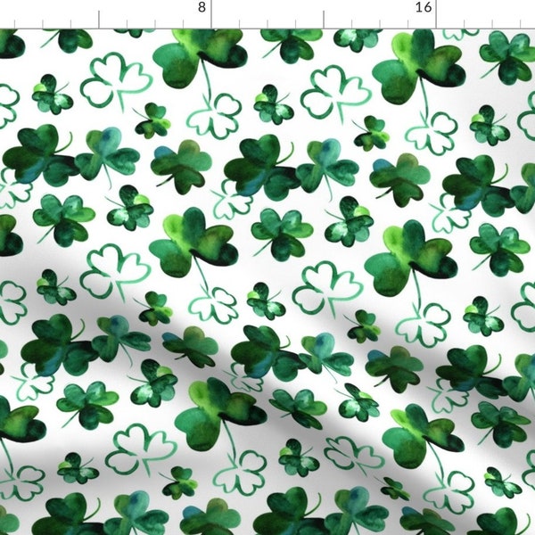 Shamrock Green Clovers Fabric - Shamrock Luck By Hipkiddesigns - Shamrock Green Lucky Irish Cotton Fabric By The Yard With Spoonflower