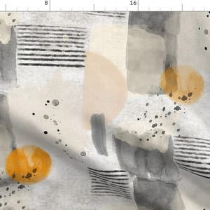 Contemporary Art Fabric - Bold Minimalism by jaf_studio - Painterly Style Neutral Colors Japandi Fabric by the Yard by Spoonflower