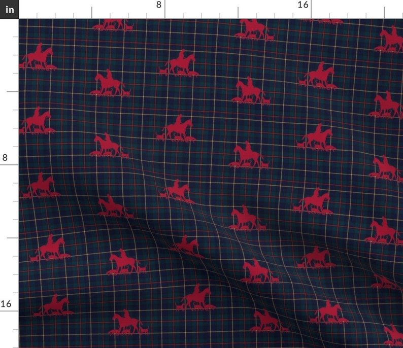 Equestrian Horse Plaid Fabric Traditional Foxhunt Plaid by | Etsy