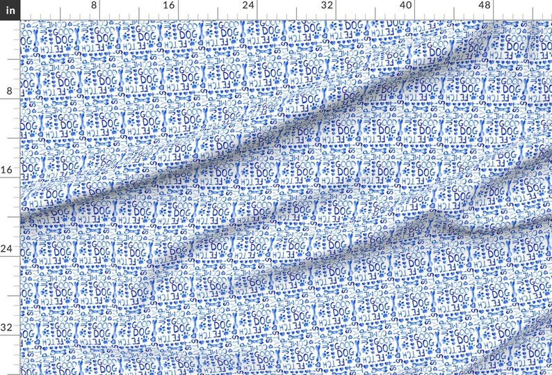 Dog Lovers Fabric - Small Dog Words Watercolor Blue Animal Pet Bone Heart By Misschiffdesigns - Cotton Fabric By The Yard With Spoonflower image 2