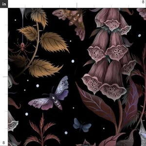 Foxglove Digitalis Fabric - Witch Garden by episodic_drawing - Poisonous Plants Gothic Botanical Spider Fabric by the Yard by Spoonflower image 3