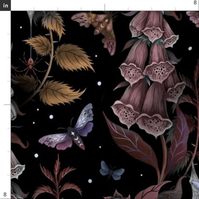 Foxglove Digitalis Fabric - Witch Garden by episodic_drawing - Poisonous Plants Gothic Botanical Spider Fabric by the Yard by Spoonflower image 3