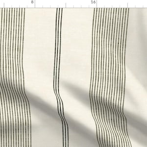 Sage Green Stripe Fabric - Sage On Cream by littlearrowdecor - Modern Farmhouse Vertical Stripes Fabric by the Yard by Spoonflower