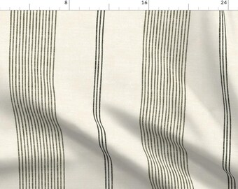 Sage Green Stripe Fabric - Sage On Cream by littlearrowdecor - Modern Farmhouse Vertical Stripes Fabric by the Yard by Spoonflower