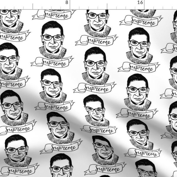 Supreme Fabric - Rbg Supreme By Allisonthemeep - Ruth Bader Ginsburg Political Black And White Cotton Fabric By The Yard With Spoonflower