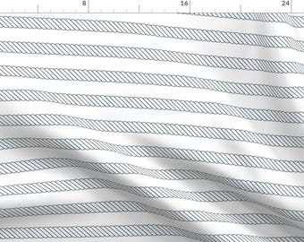 Rope Stripe Fabric - Nautical Navy Blue Stripe Rope Sailing Ocean By Misschiffdesigns - Nautical Cotton Fabric by the Yard with Spoonflower