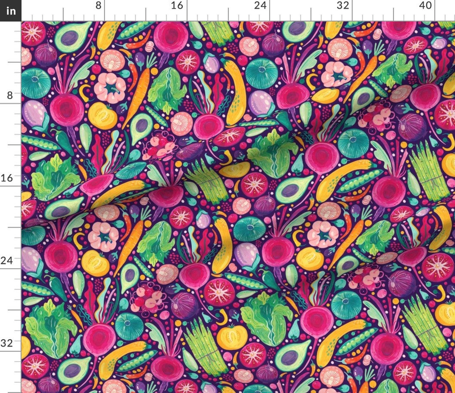 Vegetable Garden Fabric Veggies Galore by Grace Andersson Etsy