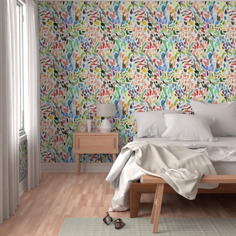 Watercolor Stokes Wallpaper - Test Strokes Large By Elizabeth Baddeley- Custom Printed Removable Self Adhesive Wallpaper Roll by Spoonflower image 5