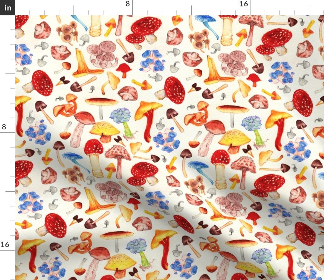 Mushroom Fabric Lots of Mushrooms and Succulent by - Etsy