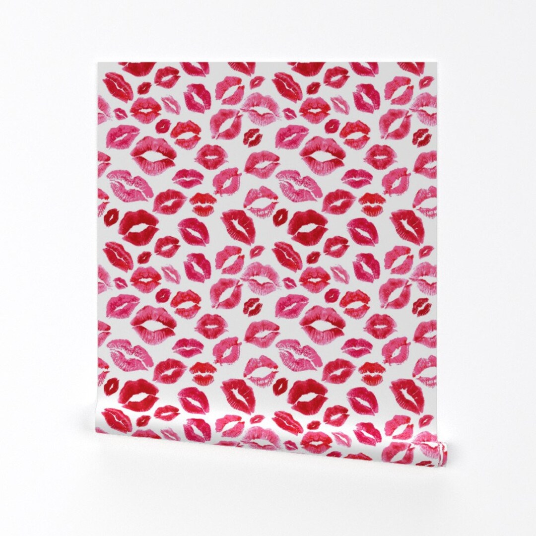 Love Wallpaper Love Lips // Red by Hipkiddesigns Love Lips Pink Red