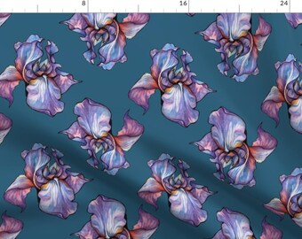 Iris Fabric - Iris 2 ( Jade Iris ) By Elena Naylor - Iris Floral Home and Nursery Decor Cotton Fabric By The Yard With Spoonflower
