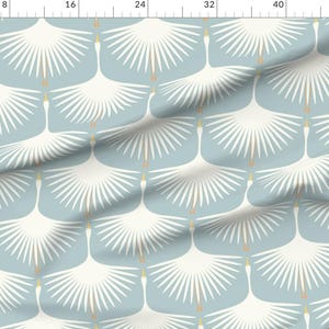 Art Deco Fabric - Art Deco Swans by katerhees - Light Blue Swans Retro Water Bird Nature Fabric by the Yard by Spoonflower imagem 2