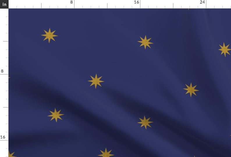 Stars Fabric - Medieval Stars ~ Gold On Muskateer By Peacoquettedesigns - Medieval Star Blue Gold Cotton Fabric By The Yard With Spoonflower image 1