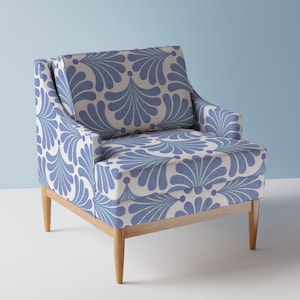 Geometric Floral Upholstery Fabric- Dreamy Flower Bed by patricia_lima - Periwinkle Minimalist Seashell  Fabric By The Yard With Spoonflower