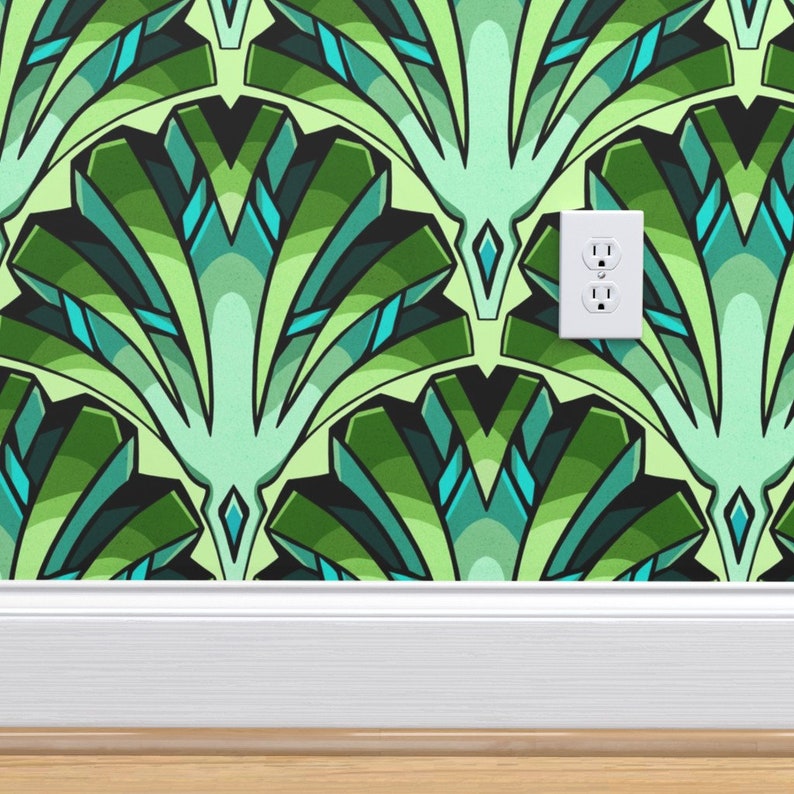 Art Deco Wallpaper Art Deco Jade by Marta Strausa Art Deco Etsy