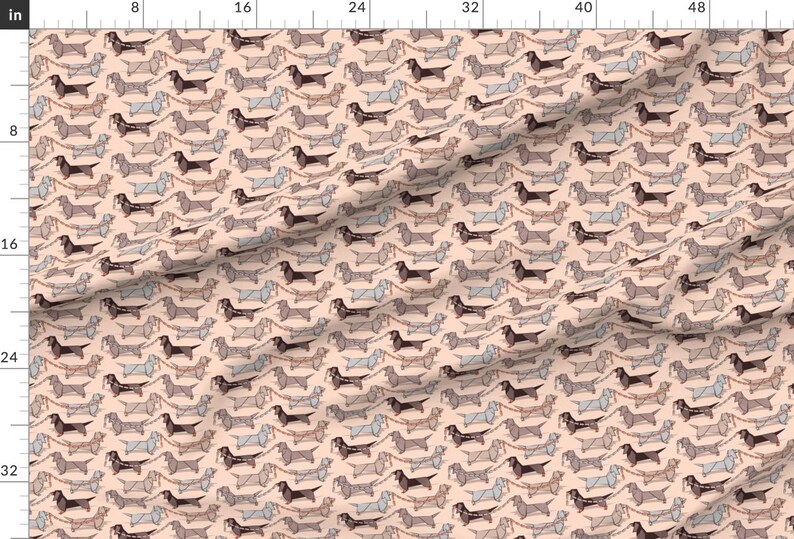 Dog Fabric - Origami Dachshunds Sausage Dogs Background By Selmacardoso - Dog Origami Sausage Cotton Fabric By The Yard With Spoonflower image 2