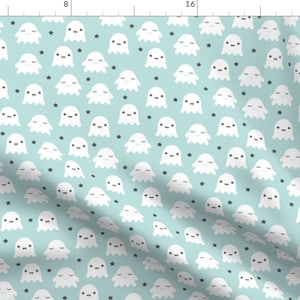 Cute Ghosts Fabric - Kawaii Love Ghosts And Stars Halloween By Littlesmilemakers - Cotton Fabric by the Yard with Spoonflower