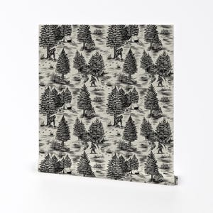Abnehmbare Sasquatch Tapete zum Abziehen und Aufkleben - Schwarzer Big Foot Yeti Camping Toile - Wall Art Wall Decor - Big Foot Toile by somecallmebeth