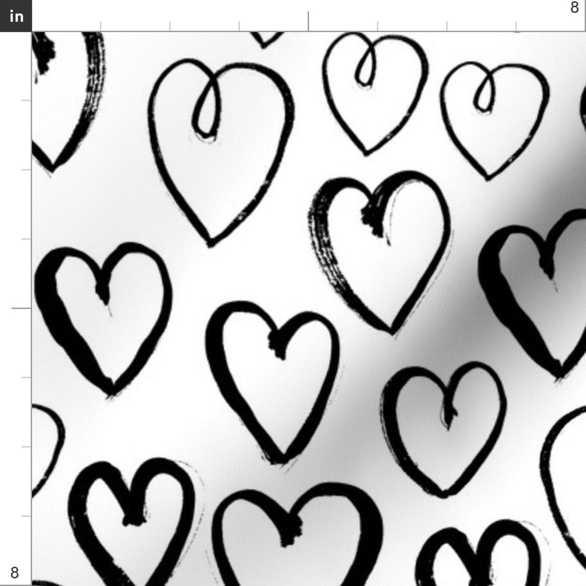 Heart Fabric Heart // Black and White Love Heart Valentine - Etsy