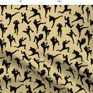 Muay Thai Fabric - Muay Thai // Tan By Thinlinetextiles - Muay Thai Boxing Fight Kick Thailand Cotton Fabric By The Yard With Spoonflower