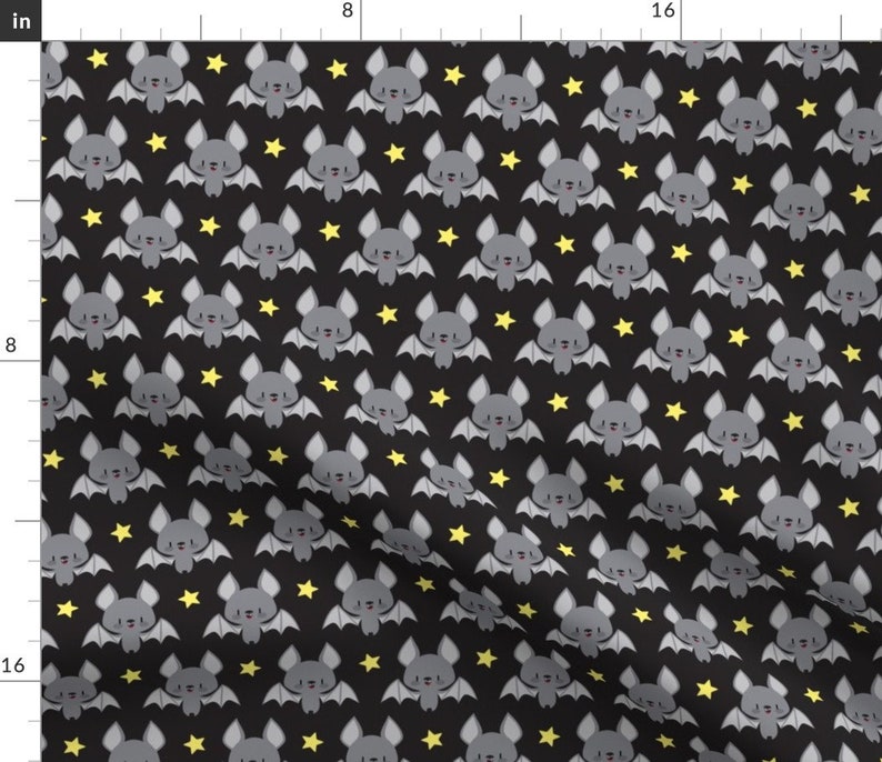 Black Bats Fabric Cute Baby Bats by Petitspixels Baby Bat Etsy