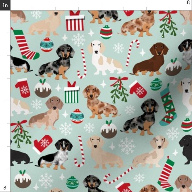 Dachshund Fabric Doxie Christmas Dachshunds Dog Xmas Holiday Etsy