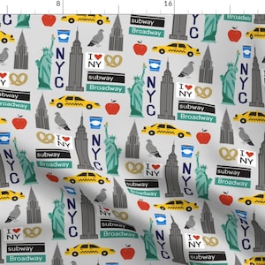 New York City Fabric - Nyc Tourist Travel Usa New York City Fabric Gray By Charlottewinter - Cotton Fabric By The Yard With Spoonflower
