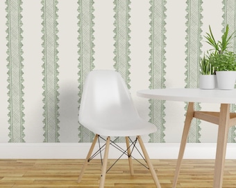 Sage Green Stripe Peel and Stick Wallpaper - Traditional Classic - Removable Wall Decor Art - Clarabelle Soft Green by danika_herrick