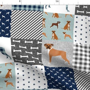 Boxer Dog Fabric - Boxer Pet Quilt B Dog Breed Nursery Cheater Quilt Wholecloth By Petfriendly - Cotton Fabric By The Yard With Spoonflower