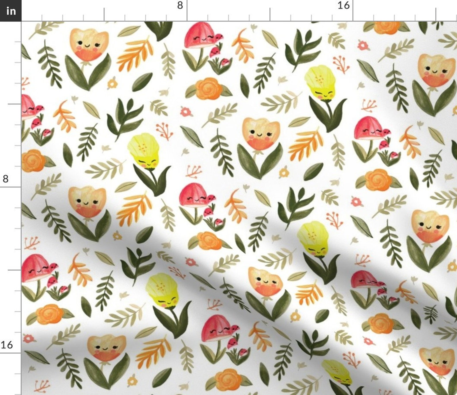 Floral Modern Nursery Fabric Fairy Meadow White by Etsy