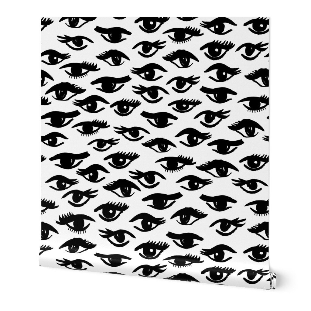 Eyes Wallpaper Eyes Vintage Black and White by Andrea Lauren | Etsy