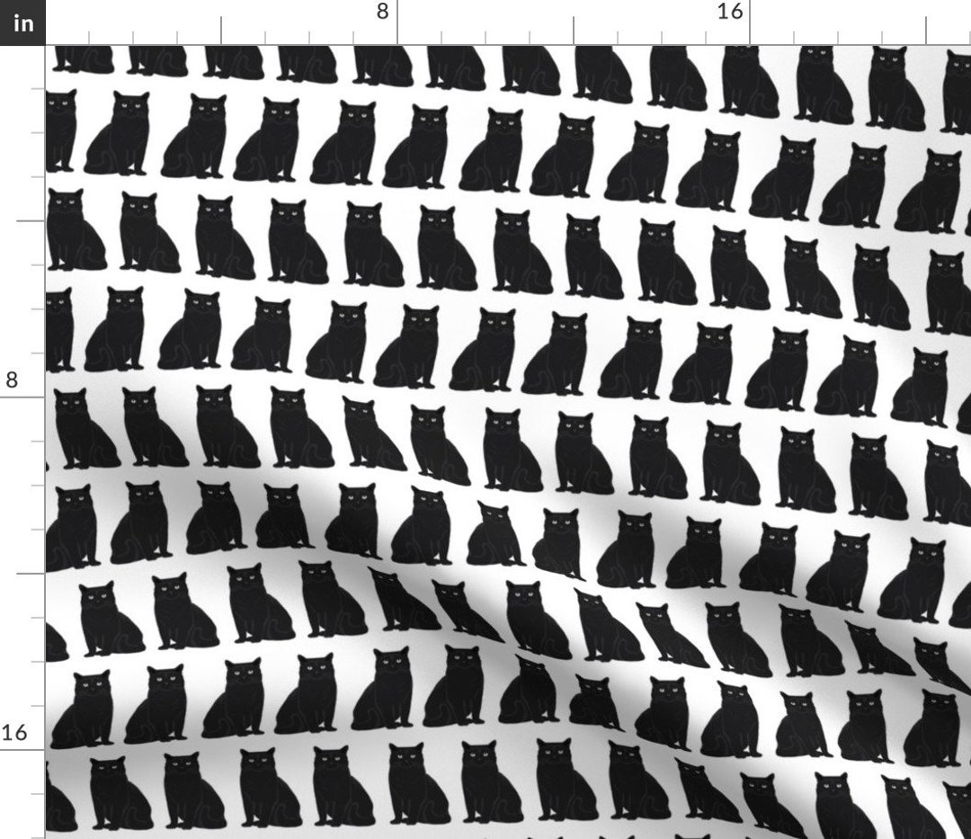Black and White Cat Fabric Cats in Black and White by Petfriendly Cat