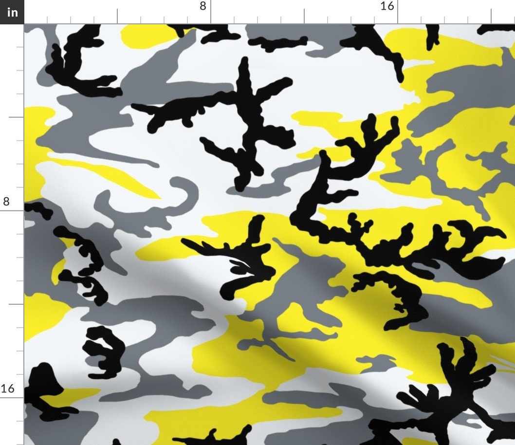 Yellow Camouflage Fabric Woodland Yellow Camo by Ricraynor Yellow Black  White Camo Woodland Cotton Fabric by the Yard With Spoonflower -  Canada