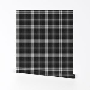 Black & White Plaid Wallpaper - Plaid Galaxy By Idoa- Modern Home Decor Custom Printed Removable Self Adhesive Wallpaper Roll by Spoonflower