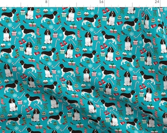 English Springer Spaniel Fabric - Christmas Dogs Fabric Cute Dog Holiday By Petfriendly - Winter Cotton Fabric by the Yard with Spoonflower