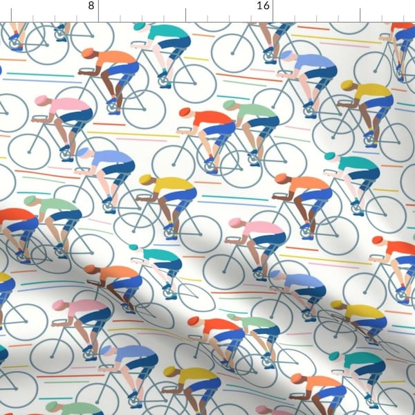Cycling Races Sports Fabric - Tour De Force Large Scale By Pippa Shaw By Pippa Shaw - Cycling Cotton Fabric By The Yard With Spoonflower
