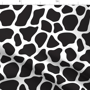 Cow Print Fabric - Cowhide By Snapdragonandfinn - Black and White Cow Spots Farm Country Animals Cotton Fabric By The Yard With Spoonflower