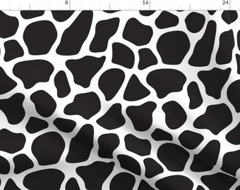 Cow Print Fabric - Cowhide By Snapdragonandfinn - Black and White Cow Spots Farm Country Animals Cotton Fabric By The Yard With Spoonflower