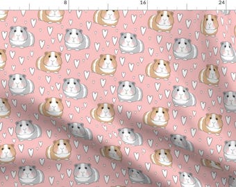 Guinea Pigs And Hearts Fabric - Guinea-Pigs-And-Hearts On Pink By Lilcubby - Guinea Pigs Hearts Cotton Fabric By The Yard With Spoonflower