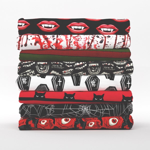 Halloween Cotton Fat Quarters - Red Horror Blood Spooky Seasonal Collection Petal Quilting Cotton Mix & Match Fat Quarters by Spoonflower