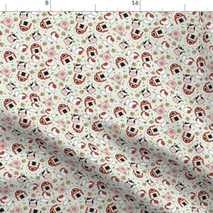 Barnyard Fabric - Farm Animals by brittanyfrostdesigns - Pigs Cows Farm Country Farmhouse Red Barn Rooster Fabric by the Yard by Spoonflower