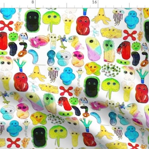 Bacteria Fabric - Rainbow Microbes By Heckadoodledo School Biology Microbiology Science Teacher - Cotton Fabric By The Yard With Spoonflower