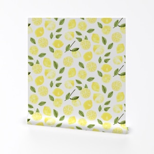 Lemons Wallpaper - Lemons Only Watercolor By Scarlette Soleil - Lemons Custom Printed Removable Self Adhesive Wallpaper Roll by Spoonflower