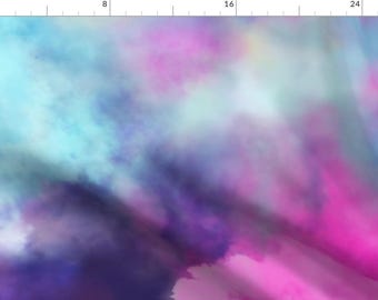 Purple Blue Watercolor Fabric - Dream Three By Beththompsonart - Abstract Watercolor Tie-Dye Cotton Fabric By The Yard With Spoonflower