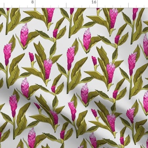 Ginger Lily Fabric - Ginger Pink Reduced By Holli Zollinger - Floral Ginger Lily Pink Green Cotton Fabric By The Yard With Spoonflower