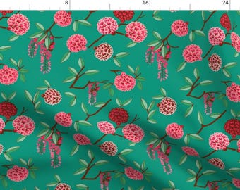 Floral Fabric - Temple Blossom by holli_zollinger - Garden Nature Flower Retro Bohemian Boho Eclectic Pink Fabric by the Yard by Spoonflower