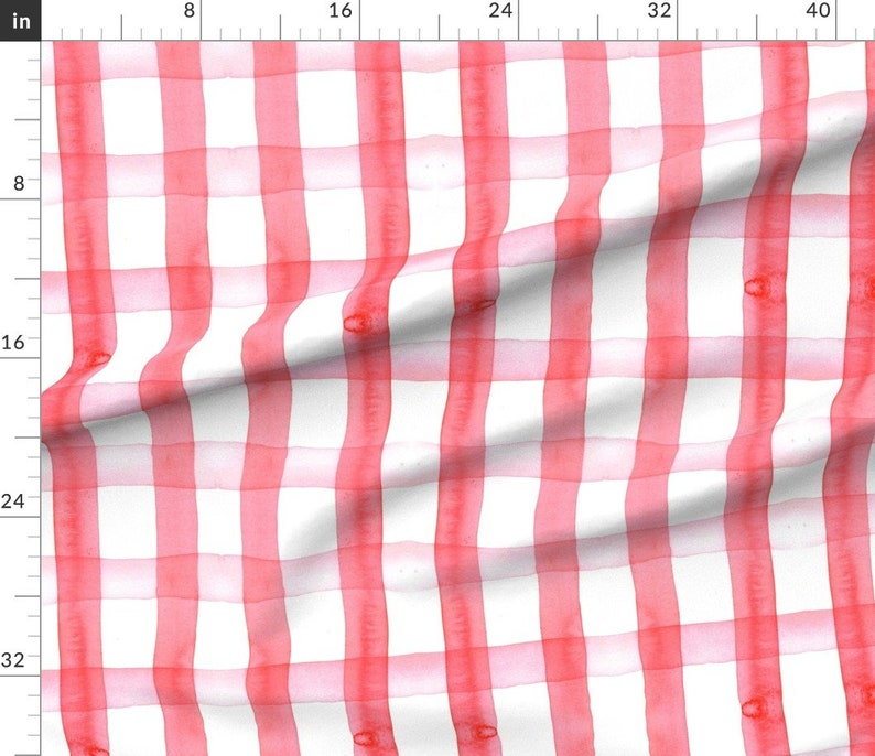 Watercolor Plaid Fabric Picnic Blanket Red Gingham by Etsy