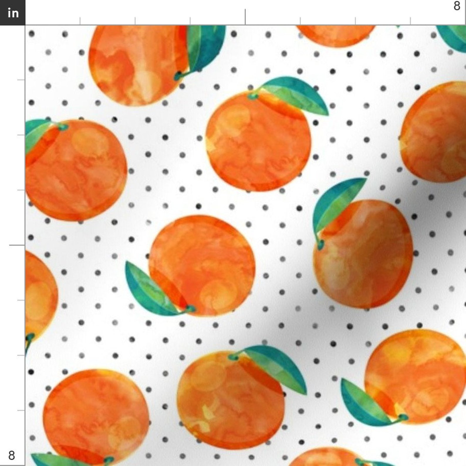 Clementine Fabric Watercolor Clementine on Polka Dots by Etsy