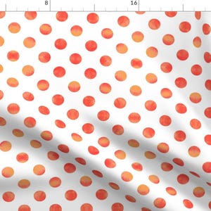 Orange Polka Dot Fabric - Watercolor Polka Dots In Orange Raspberry By Willowlanetextiles - Dot Cotton Fabric By The Yard With Spoonflower