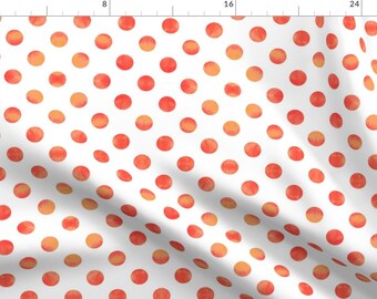 Orange Polka Dot Fabric - Watercolor Polka Dots In Orange Raspberry By Willowlanetextiles - Dot Cotton Fabric By The Yard With Spoonflower